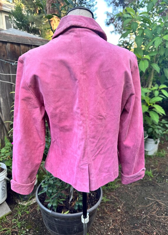 Pink genuine leather short blazer jacket women clothing sz M Christmas or birthday gift for her View 5