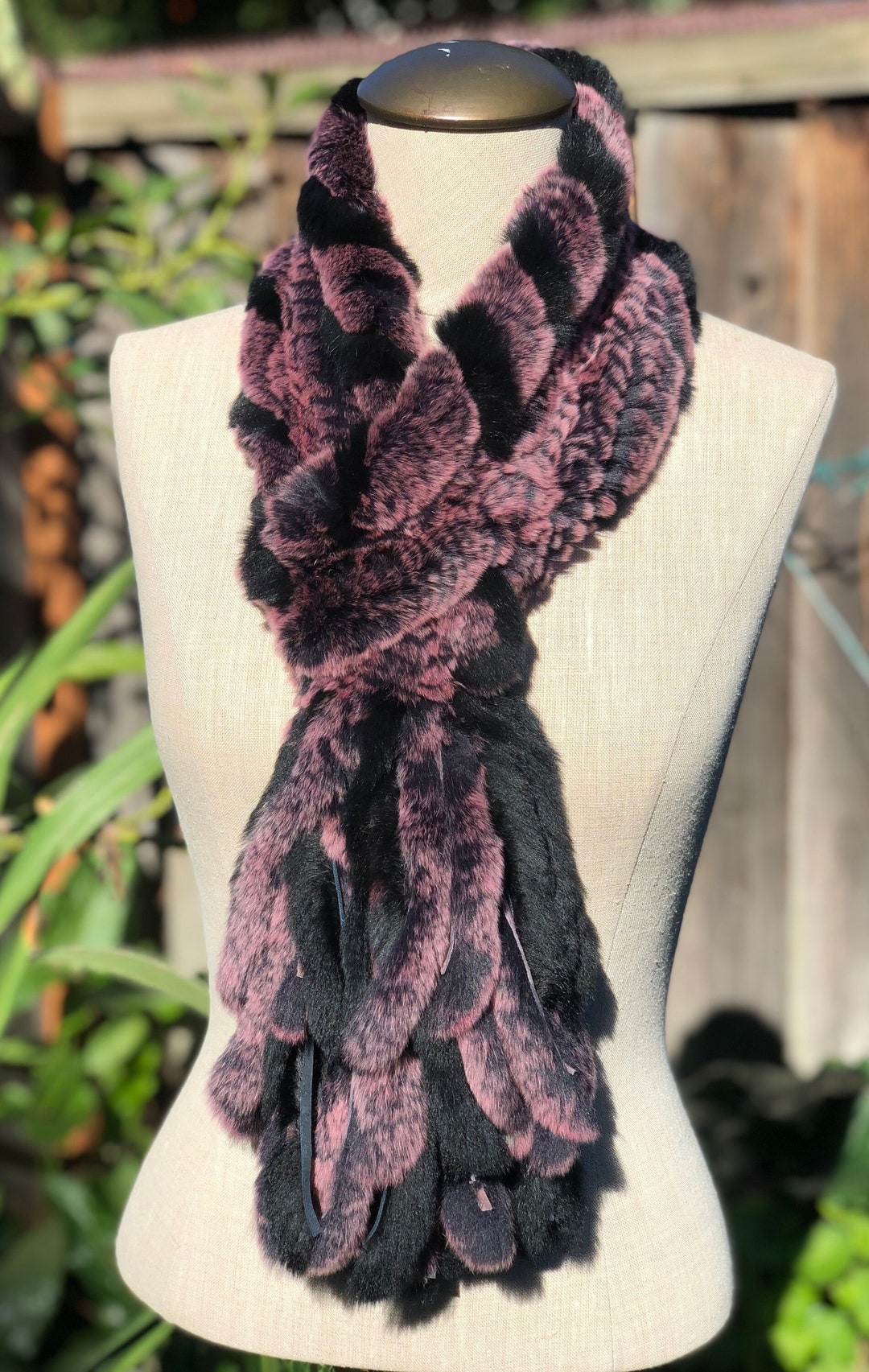 Rabbit Real Fur Neck Scarf Birthday Women Gift Christmas Gift for Her ...
