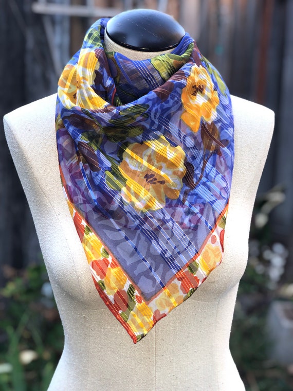 Vibrant Color Floral Square Neckerchief Head Wrap Bandana or  display picture 3