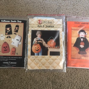 Vintage patchwork patterns, Quilted patterns, Applique patterns, Cloth doll sewing pattern, Craft project patterns, Halloween pattern Bin #6