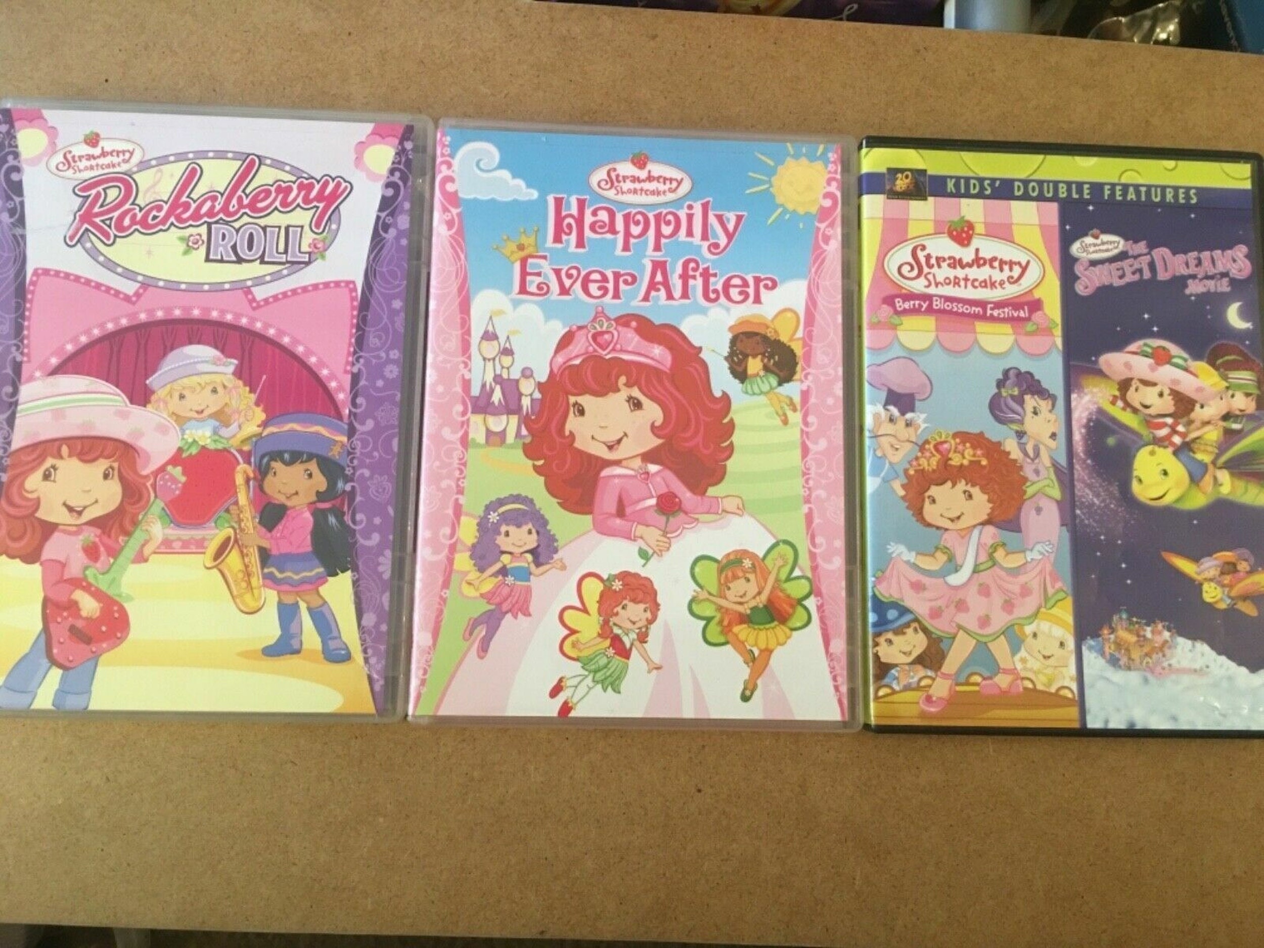 Lot of 3 Dvds Strawberry Shortcake Rockaberry Roll, Happily Ever