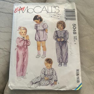 Vintage McCalls 5048 Toddlers Jumpsuit or Romper Kids clothing sz 1 Used, cut and complete easy sewing pattern