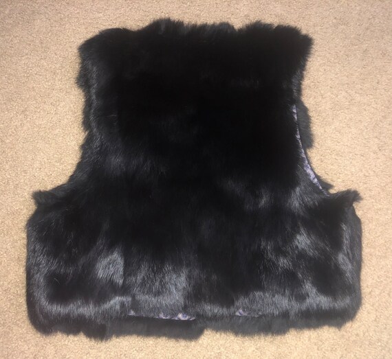 Black rabbit genuine fur vest, Misses lined real … - image 7