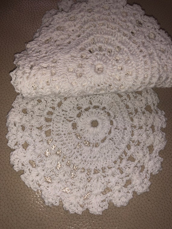 Lace Round Crochet Doilies Handmade Coasters, 4-Inch Placemats, Pack of 4