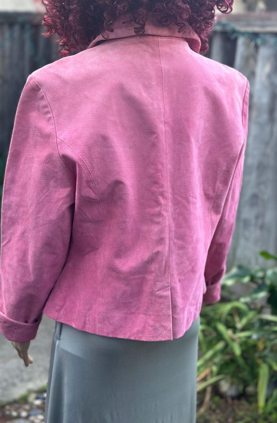 Pink genuine leather short blazer jacket women clothing sz M Christmas or birthday gift for her View 2
