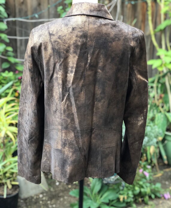 Misses leather soft metallic bronze blazer jacket… - image 7