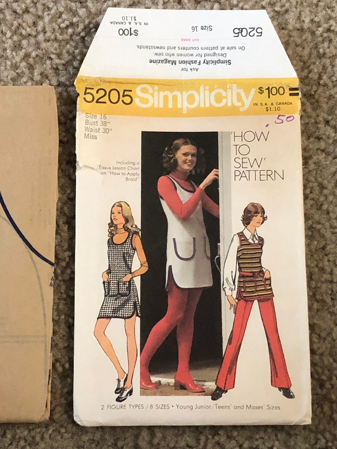 Mini Simplicity Simplicity 5205 Young Junior Teens and Misses Mini Jumper, Tunic and ...
