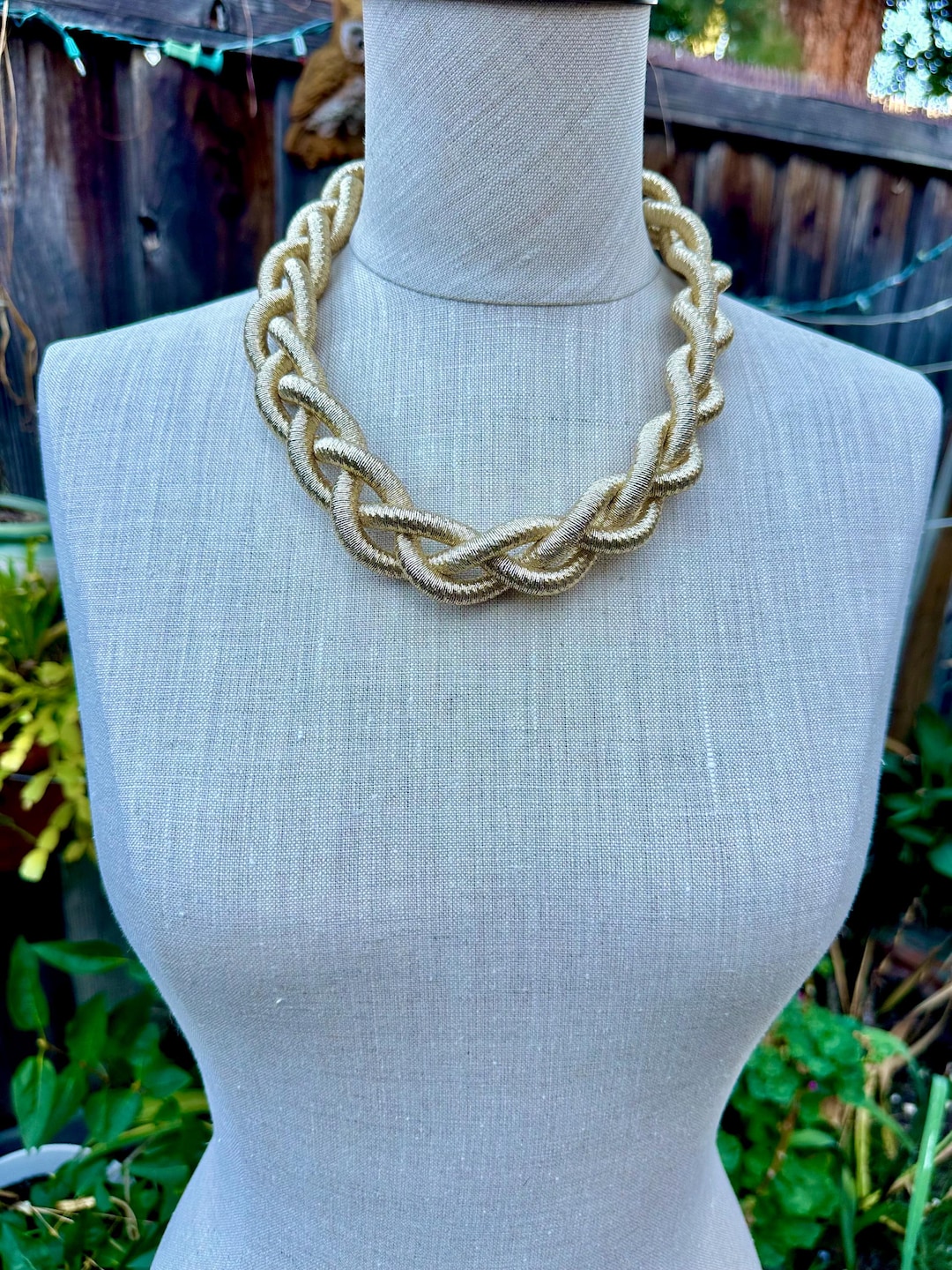 Handcrafted Gold Jewelry Big Bold Textured Cord Chunky Braided Rope ...