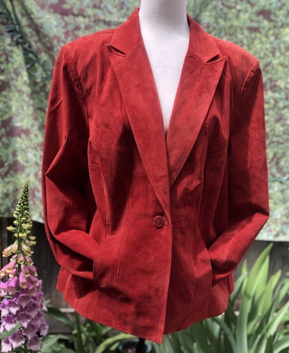 Alfani Very Soft Genuine Suede Leather Jacket Women Clothing Sz 2X Red Blazer Jacket Gift for Her Etsy