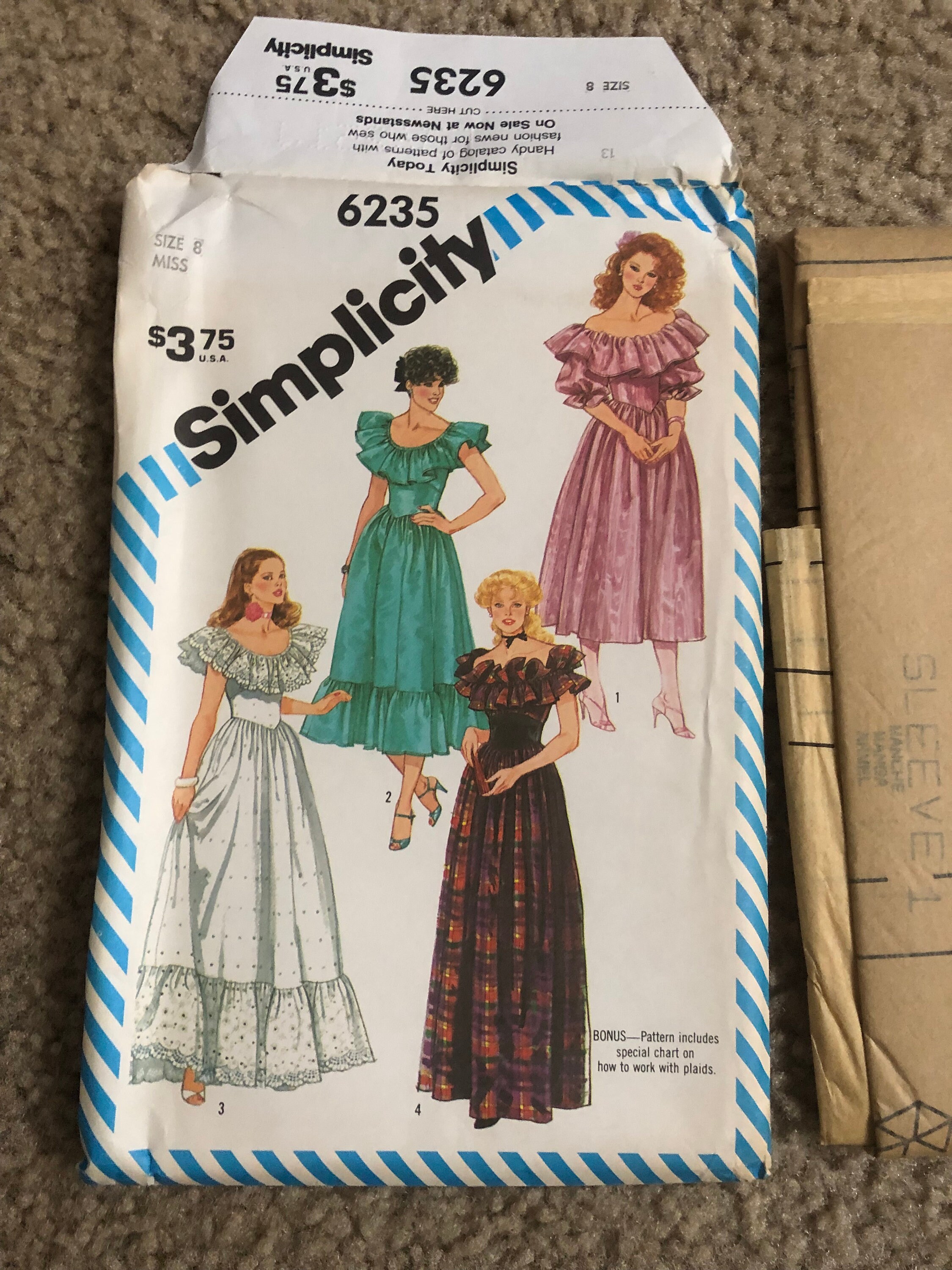 Simplicity 6235 Misses Fitted Evening Dress in Two Lengths Sz 8 or