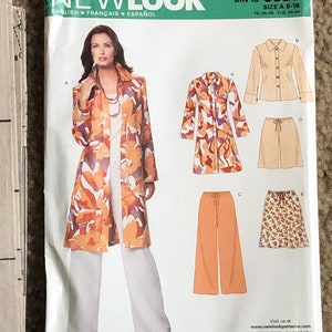 New Look 6685 Misses' Long Short Jacket Shirt Blouse Skirt Pants Shorts Women's Six Sizes in One sz 8-10-12-14-16-18 Uncut sewing pattern