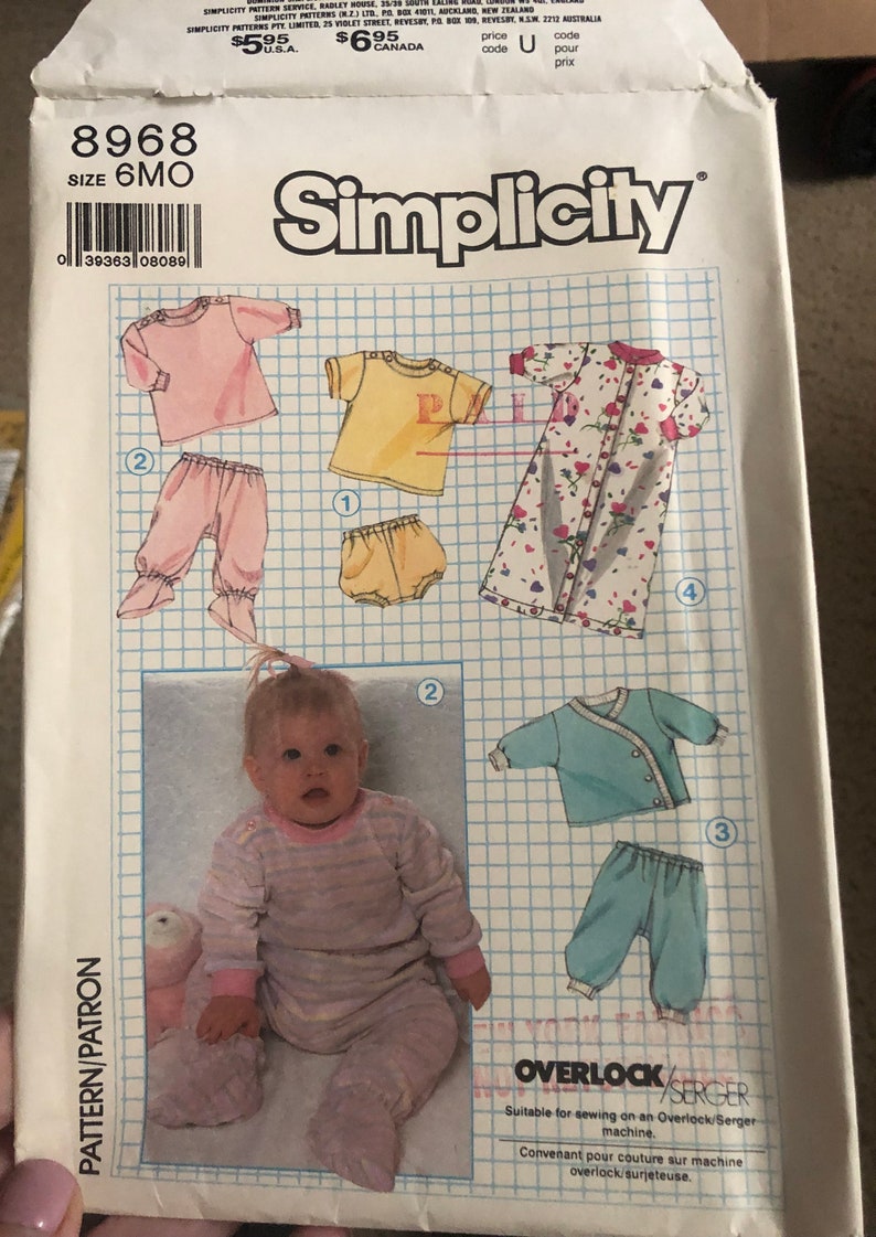 Simplicity 8968 Babies Knit Wardrobe T-shirt Top Pants Infant Size 6 ...