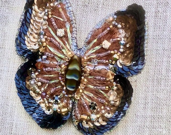 Handmade beaded embroidered butterfly insect moth beadwork brooch pin Birthday women gift for her Mothers day gift for mom