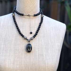 Botswana agate gemstone 925 silver pendant extra long boho chunky necklace Birthday women gift for her Mothers day gift for mom