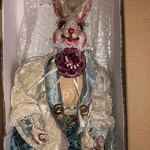 Vintage Victorian SHOW STOPPERS Articulated Hare Rabbit 20&quot; doll Collectables Renaissance Fashion Easter Bunny Seasonal Decor Ornaments