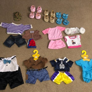 Lots of outfits Build a Bear Workshop suit set, sports jacket, skirt, Bear stuffed animal outfits , shoes & accessories U choose