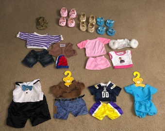 Lots of outfits Build a Bear Workshop suit set, sports jacket, skirt, Bear stuffed animal outfits , shoes & accessories U choose