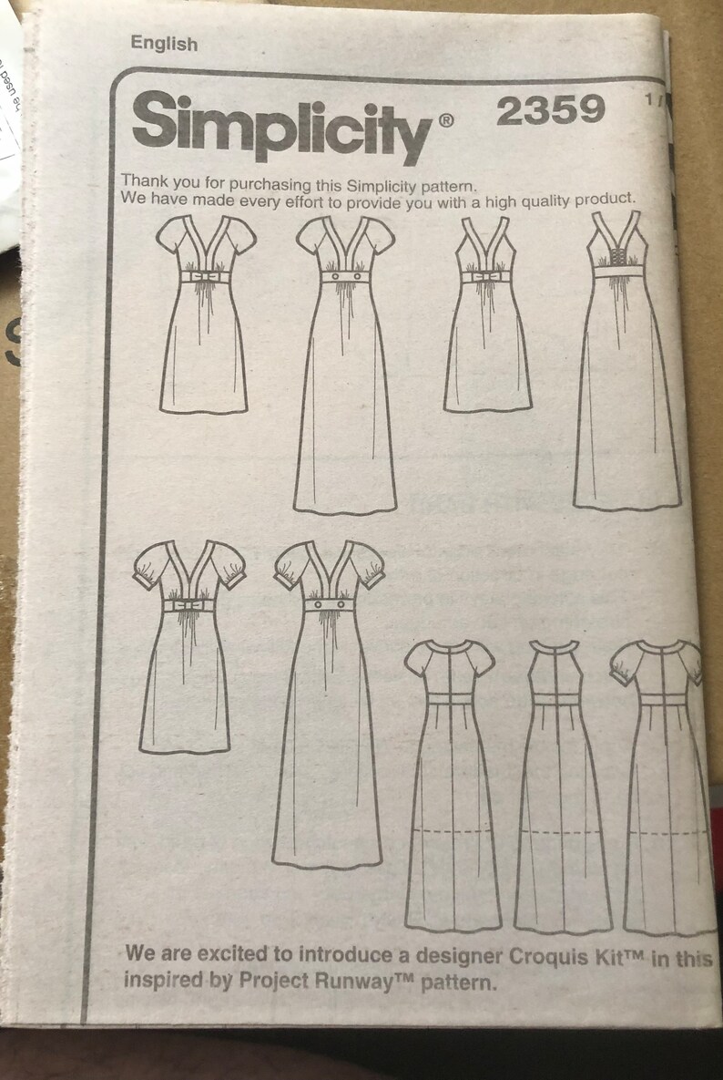 Simplicity 2359 Misses Dress in Two Lengths With Sleeves Variation Size ...