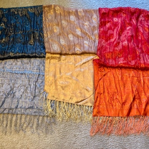 Evening semi sheer long fringed neck scarf Shoulder cover wrap piano shawl Birthday women gift for her Mothers day gift for mom