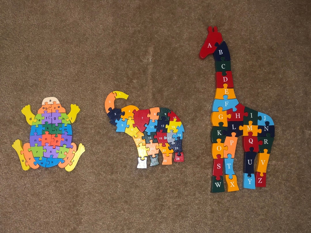 Wooden 3D Jigsaw Puzzle Alphabet Wooden Puzzle Upper & Lower - Etsy