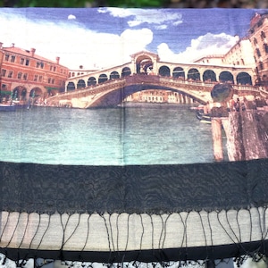 Venezia silk shoulder cover wrap shawl long fringed neck scarf art deco opera piano scarf Birthday women gift for her Mothers day gift mom
