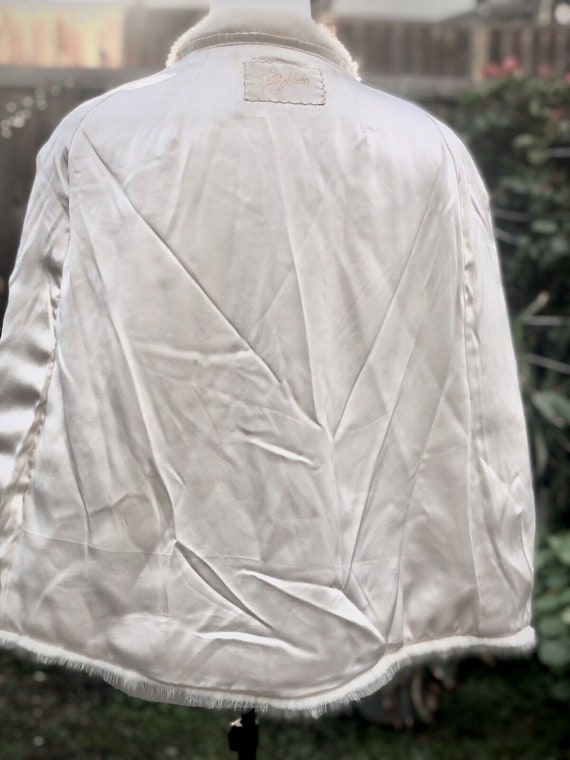 Off white real fur cape Bridal bolero fur jacket … - image 8