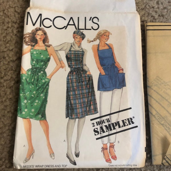 McCALLs 0012 Misses wrap dress or apron top sz XS-S-M-L 6-8-10-12-14-16-18-20 Uncut vintage easy sewing pattern