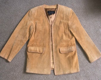 Women genuine leather suede jacket blazer short coat Terry Lewis women clothing sz S Birthday gift for women Christmas gift for her