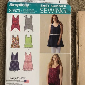 Simplicity 0570/1362 Loose-Fitting Pull over Mini Dress or Tunic Top 6 Looks women clothing sz 4-26 XXS–XXL Uncut easy sewing pattern