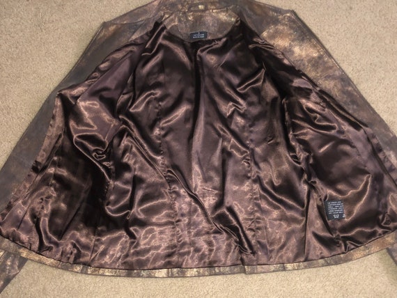 Misses leather soft metallic bronze blazer jacket… - image 5