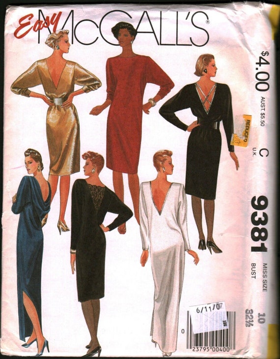 Mccalls 9381 Women Evening Formal V-neck Back Dress Sz 10, 14 Uncut Women  Sewing Tissue Paper Pattern W Instraction NO ENVELOPE - Etsy