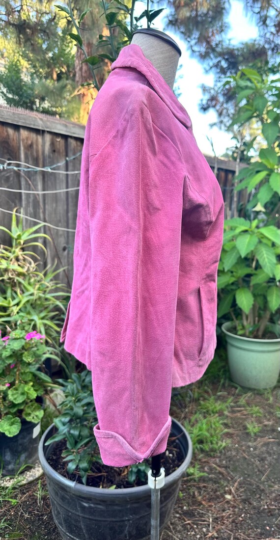 Pink genuine leather short blazer jacket women clothing sz M Christmas or birthday gift for her View 6