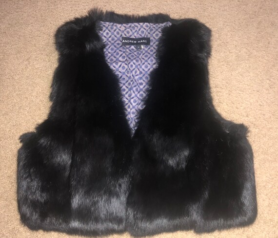 Black rabbit genuine fur vest, Misses lined real … - image 1