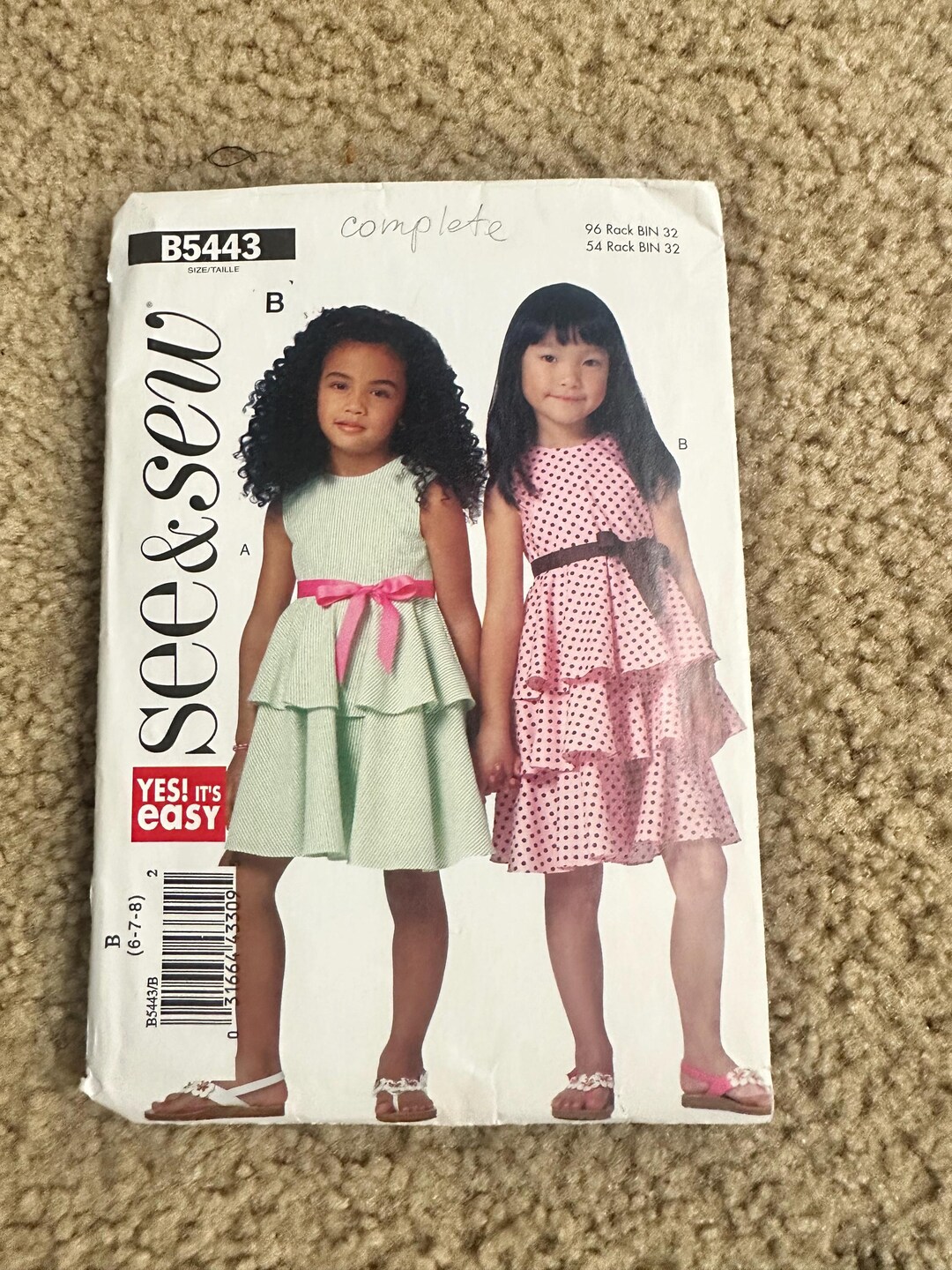 See and Sew 5443 Butterick 5443 Children’s Girls Dress Sz 6-7-8 Used ...