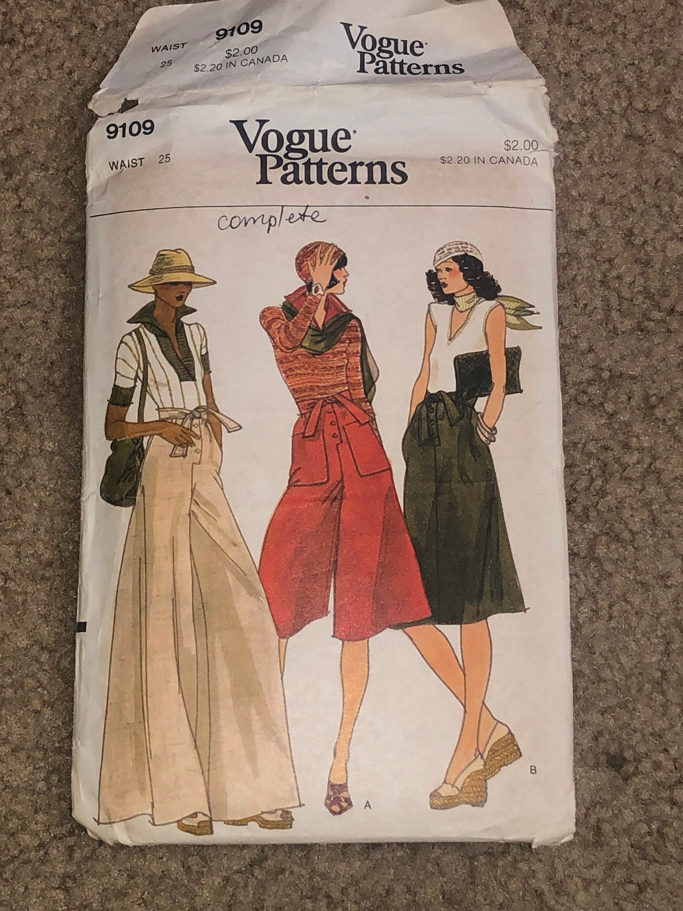 Vogue 9109 Misses Wide Flared Culottes and Skirt Women Clothing