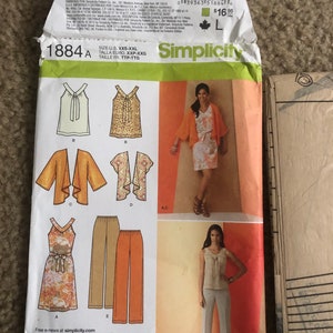Simplicity 1884 Misses Pullover Dress or Top, Pull-on Pants and Kimono women clothing sz XXS-XXL Uncut easy sewing pattern
