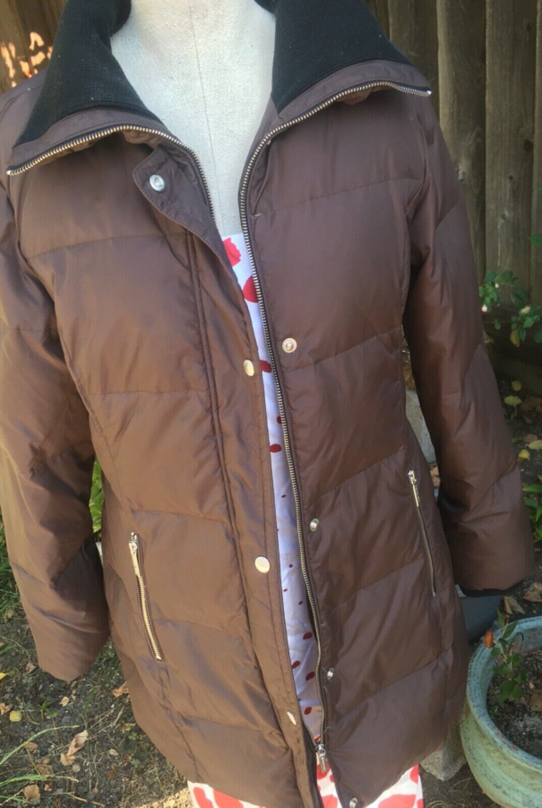 Michael Kors winter down fill dark brown puffer rain coat jacket women clothing sz M