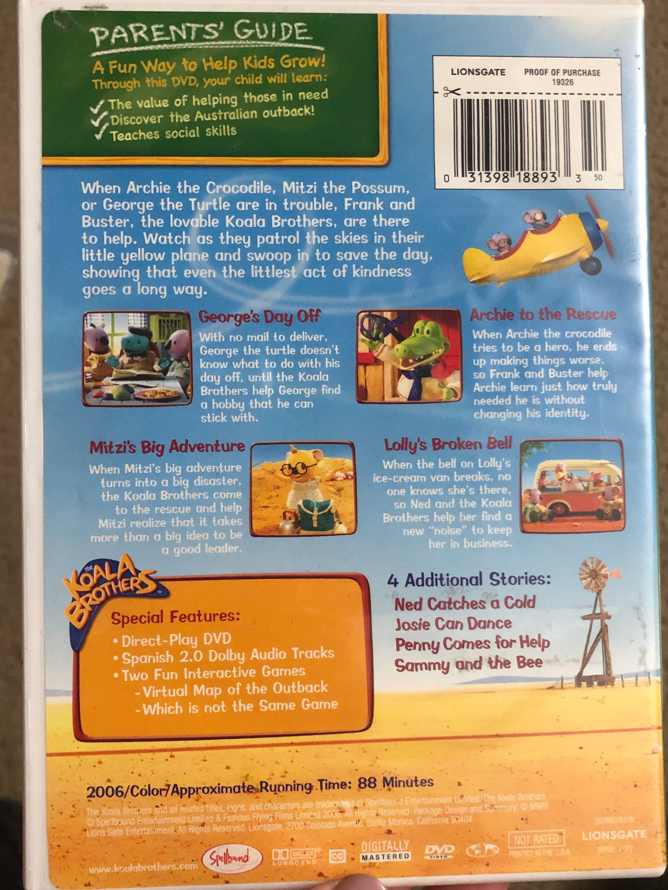 Lot of 3 Dvd the Berenstain Bears Get a Babysitter, the Koala