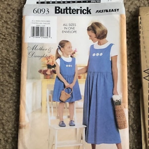 Butterick 6093 Misses Childrens Girls Jumper all sizes in one Mother and Daughter Uncut easy women vintage sewing pattern