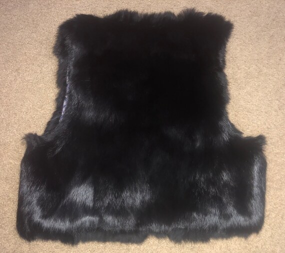 Black rabbit genuine fur vest, Misses lined real … - image 4