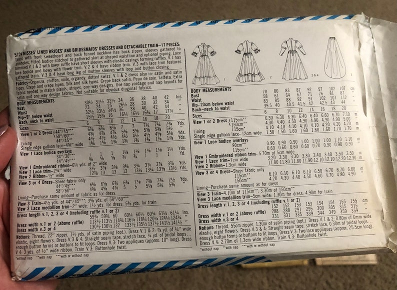Simplicity 5724 Lined Brides Bridesmaids Dress and Detachable Train ...
