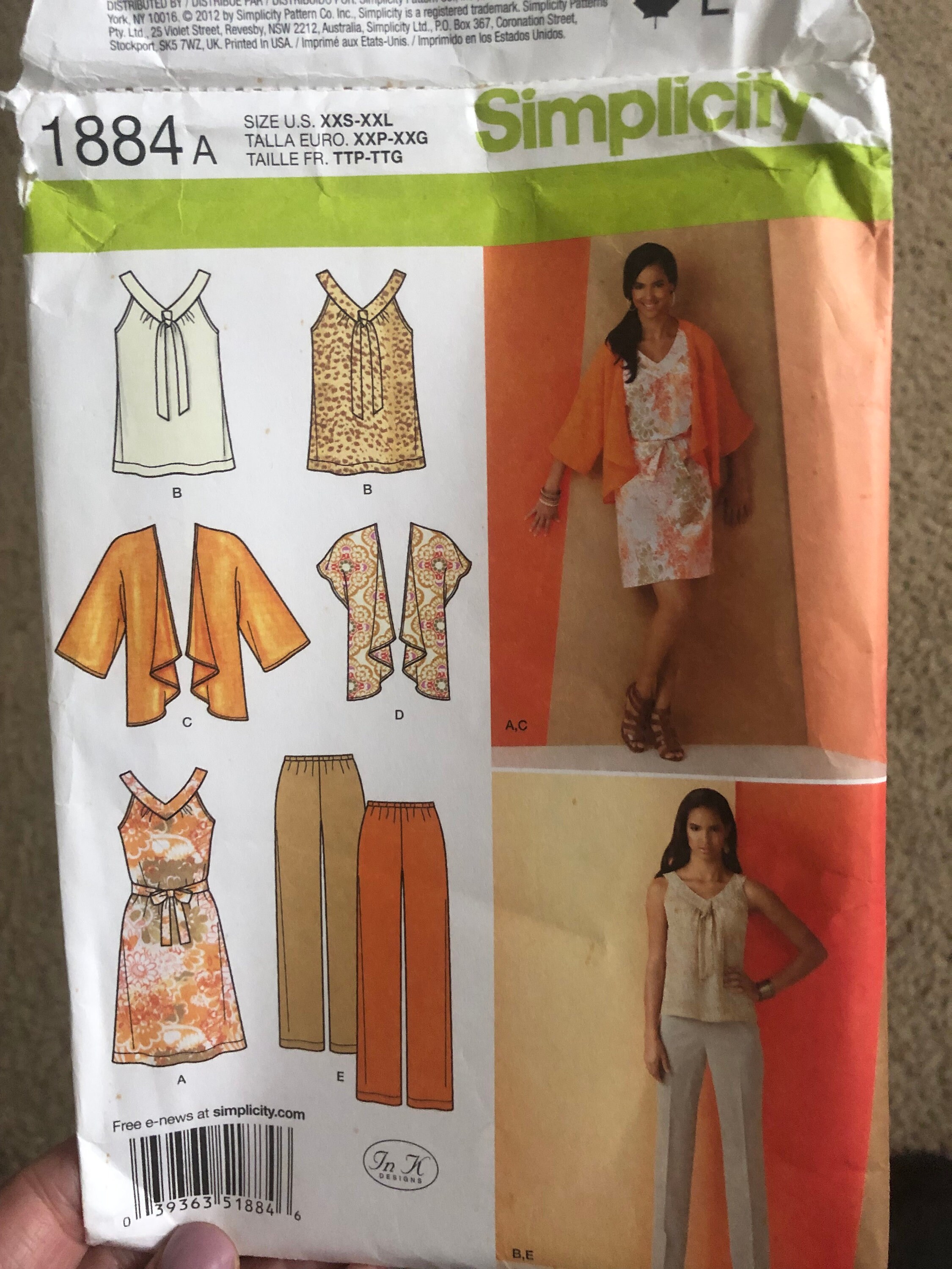 Simplicity 1884 Misses Pullover Dress or Top, Pull-on Pants and Kimono ...