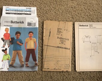 Butterick 3905 Boys Girls Top and Pants Sz 6-7-8 Uncut Childrens