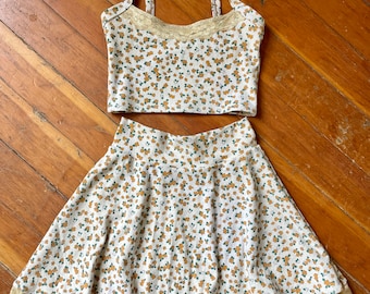Daisies & Lace Mini Skirt Set