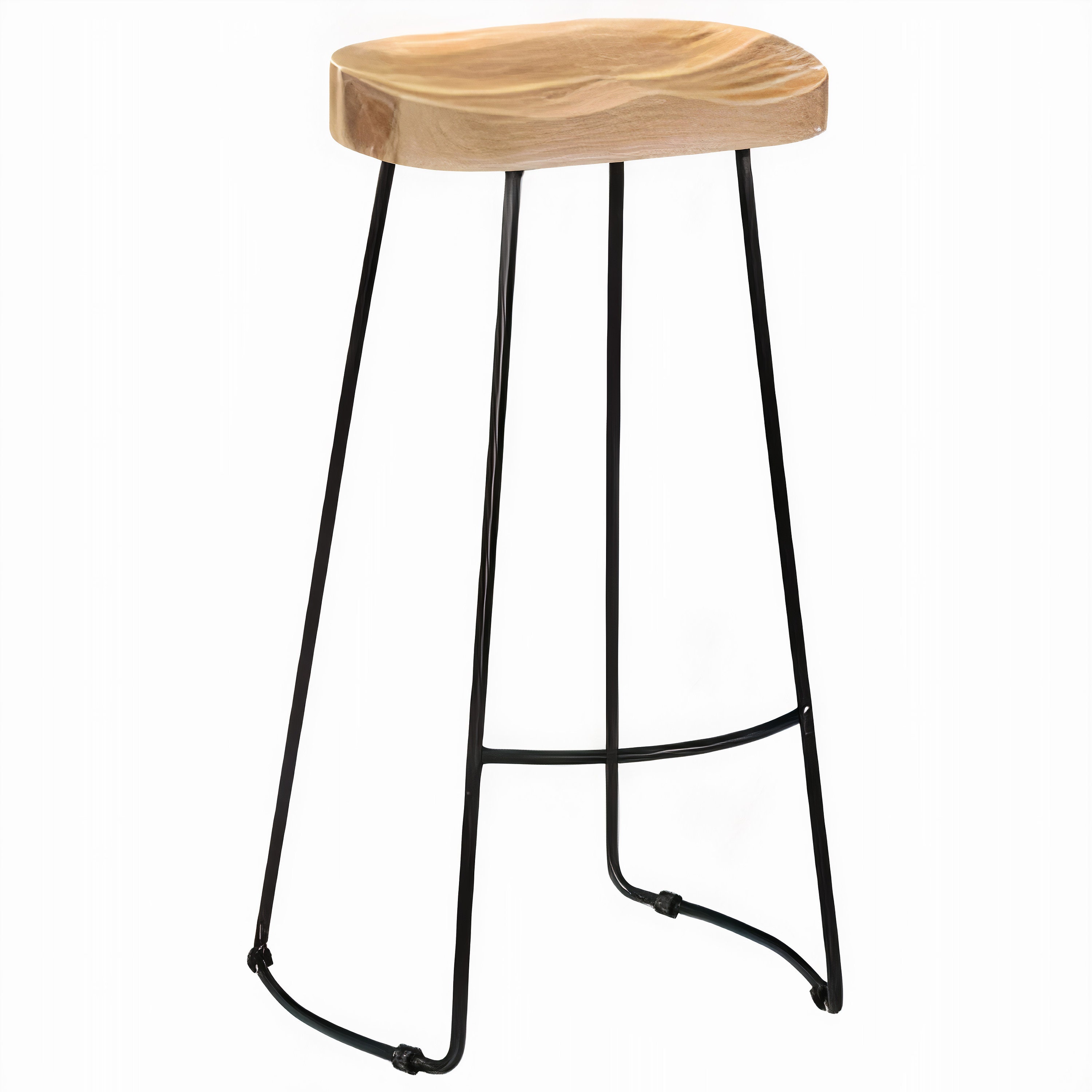 Bar Stool Mango Wooden Bar Black Iron Metal Stool Industrial Etsy