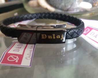Large 8.8 inch, Rose Gold USB-C USB Leather Charging Bracelet Large 8.8 inch, Rose Gold USB-C USB Leather Charging Bracelet
