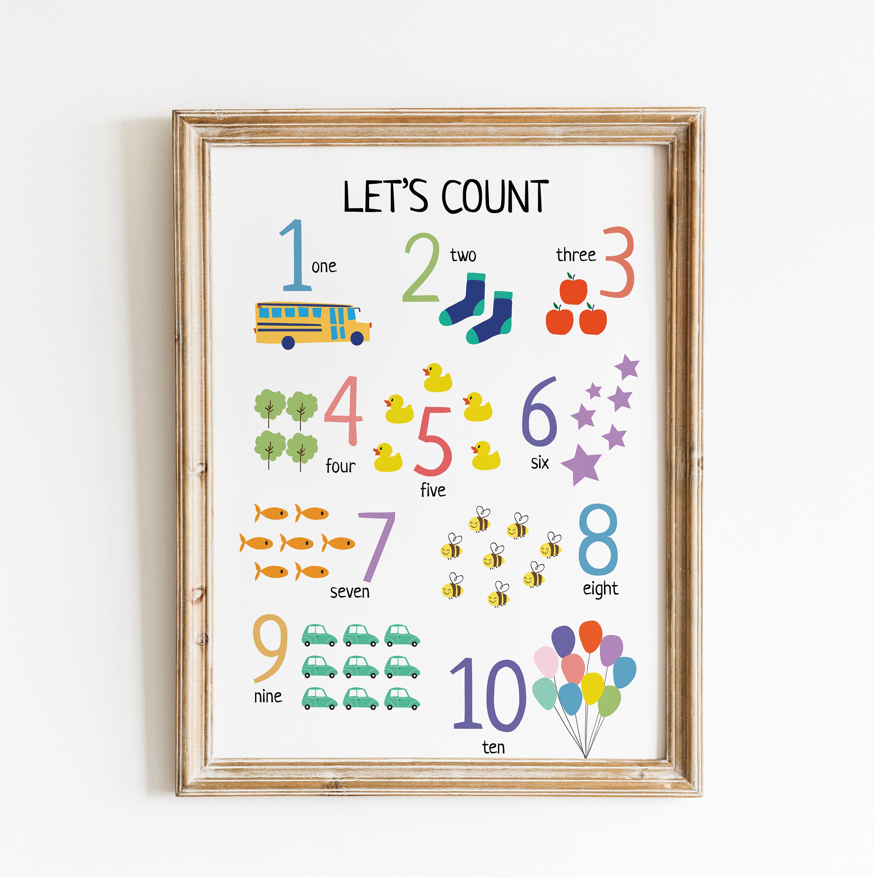 Animal Numbers Print PRINTABLE Wall Art Educational Counting 