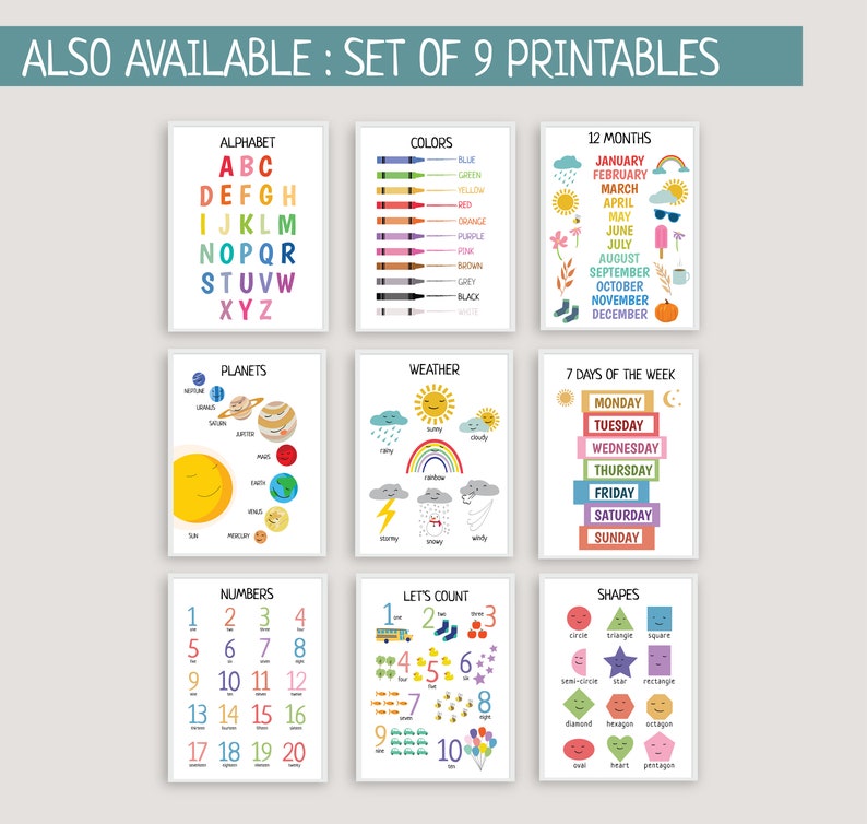 Preschool Numbers 1-20 Printable Wall Art Educational Preschool ...