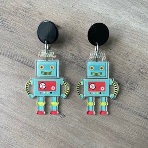 Robot Charm Earrings, Lightweight, Hypoallergenic Earrings