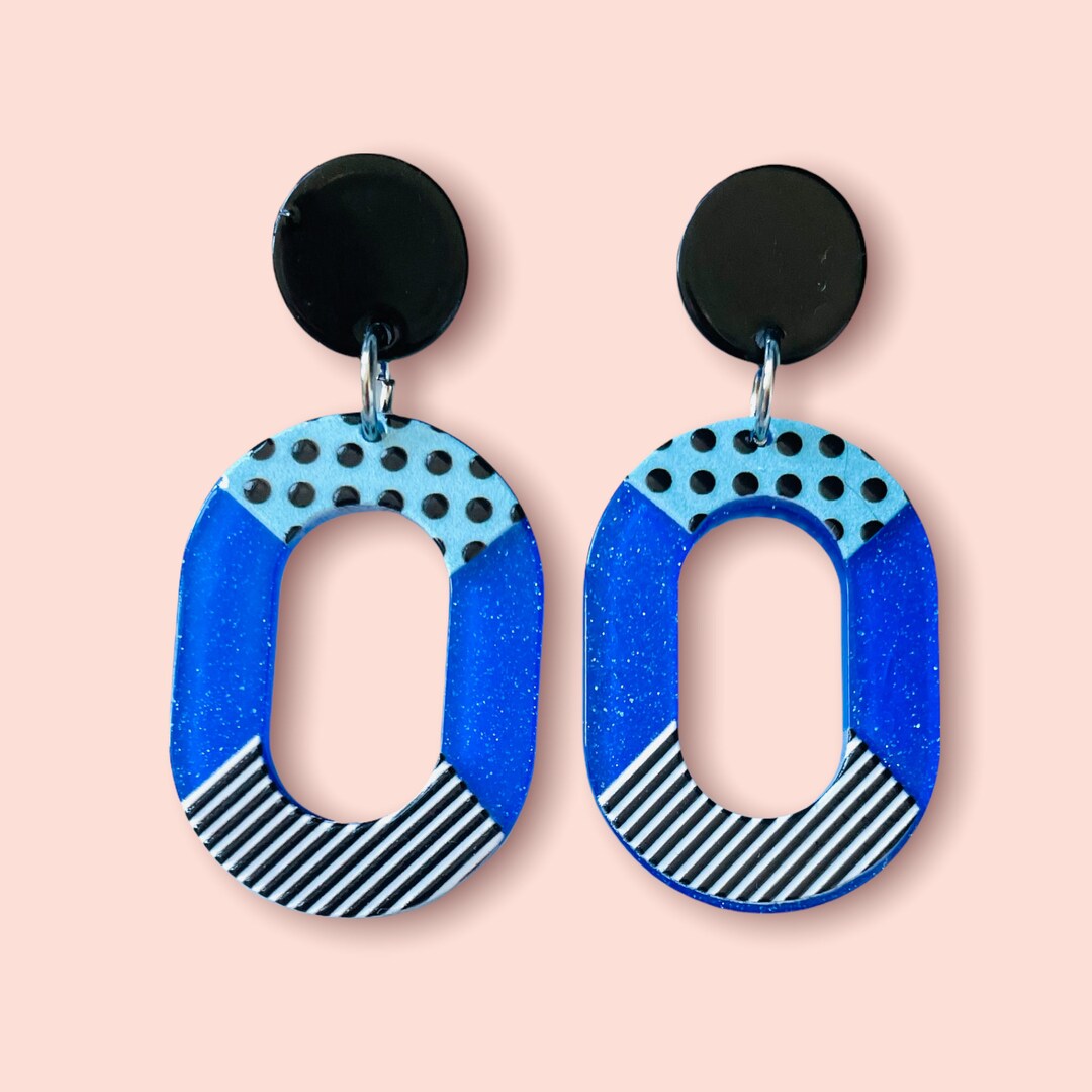 80s Inspired Acrylic Charm Earrings, Lightweight, Hypoallergenic